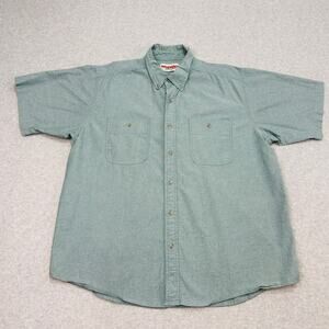 Wrangler Rugged Wear Short Sleeve Chambray Shirt XXL Mallard Green Button Down